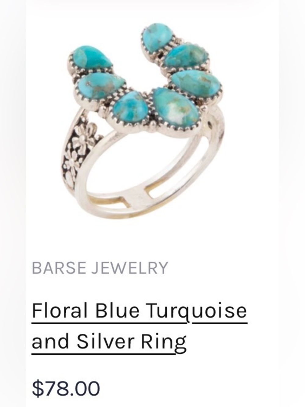 New Barse Sterling Silver Genuine Turquoise ring.  Sz 7 - Picture 5 of 5